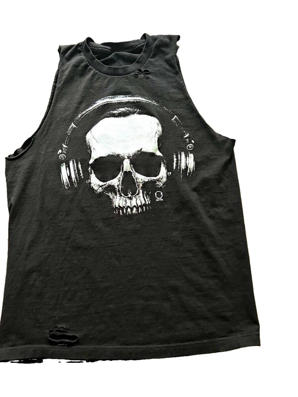 Men’s Lifting Shirt Tank Top M Black Heavy Metal Distressed